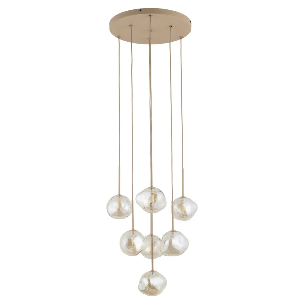 Lampadari Moderni-Selezionato da Mazzolaluce Lampadario a sospensioni in vetro cognac pendenti design moderno per soggiorno