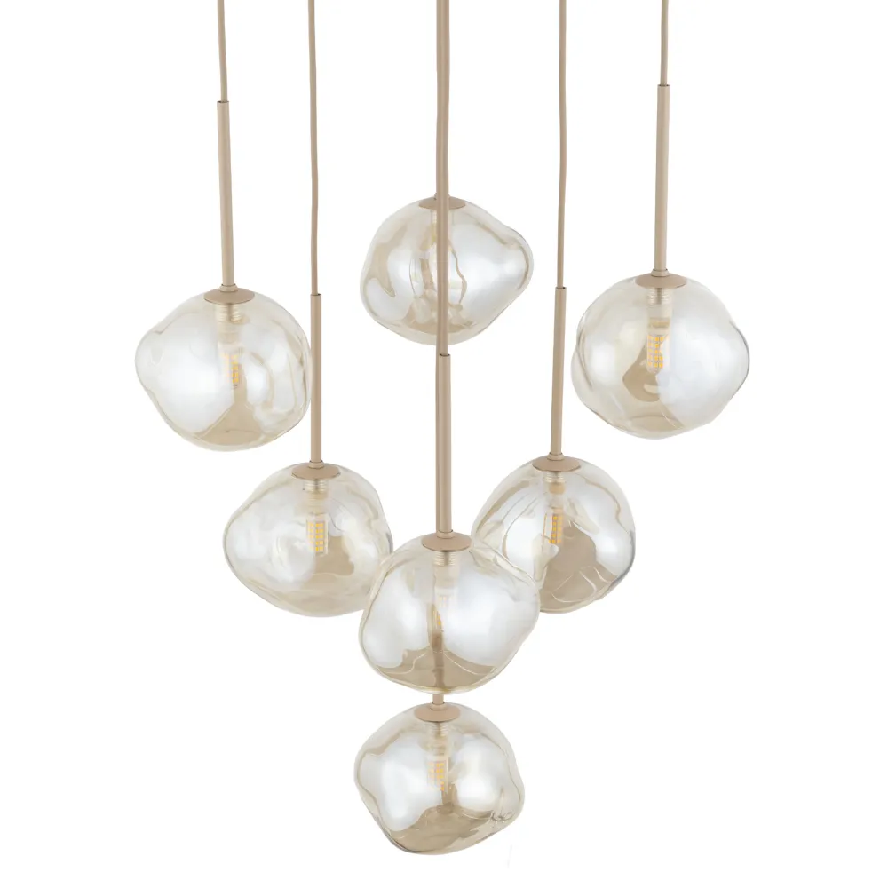 Lampadari Moderni-Selezionato da Mazzolaluce Lampadario a sospensioni in vetro cognac pendenti design moderno per soggiorno