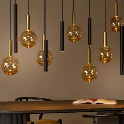 Lampadari Moderni-Selezionato da Mazzolaluce Lampadario a sospensioni nero ambra sfere di vetro per tavolo soggiorno