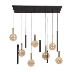 Lampadari Moderni-Selezionato da Mazzolaluce Lampadario a sospensioni nero ambra sfere di vetro per tavolo soggiorno