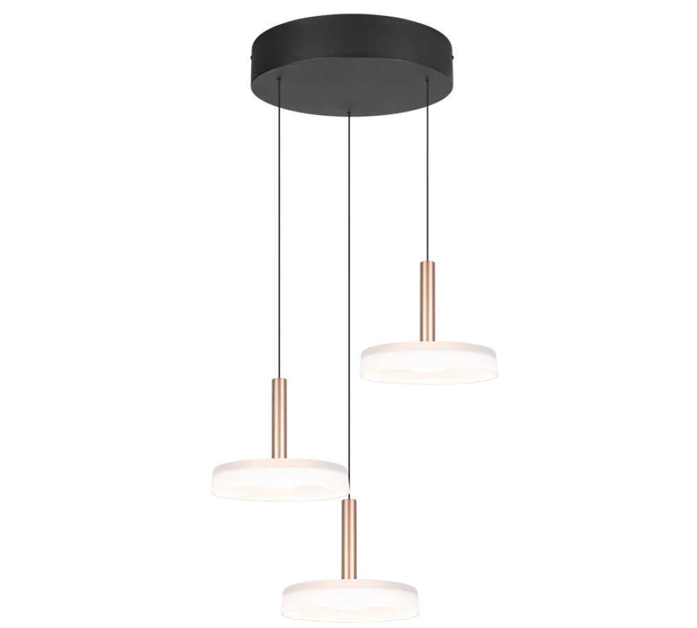 Lampadari Moderni-Selezionato da Mazzolaluce Lampadario a 3 sospensioni vetri bianchi legno per soggiorno moderno