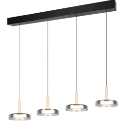 Lampadari Moderni-Selezionato da Mazzolaluce Lampadario a sospensioni vetro fume legno moderno per soggiorno