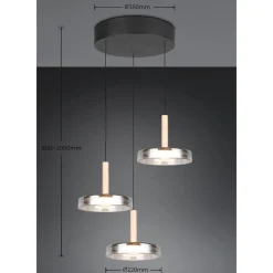 Lampadari Moderni-Selezionato da Mazzolaluce Lampadario a 3 sospenssioni moderna vetro cromo legno per soggiorno