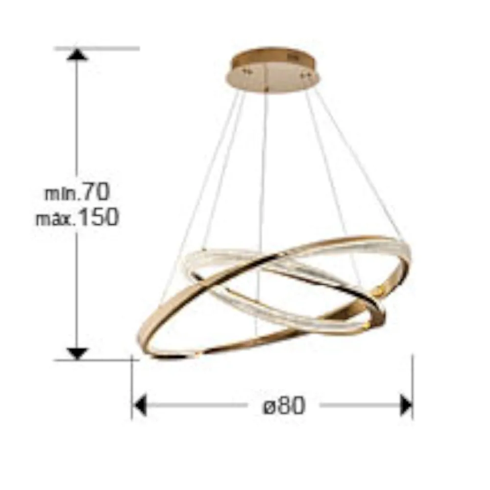 Lampadari Moderni-Selezionato da Mazzolaluce Lampadario athena a sospensione rame chiaro doppio anello per soggiorno