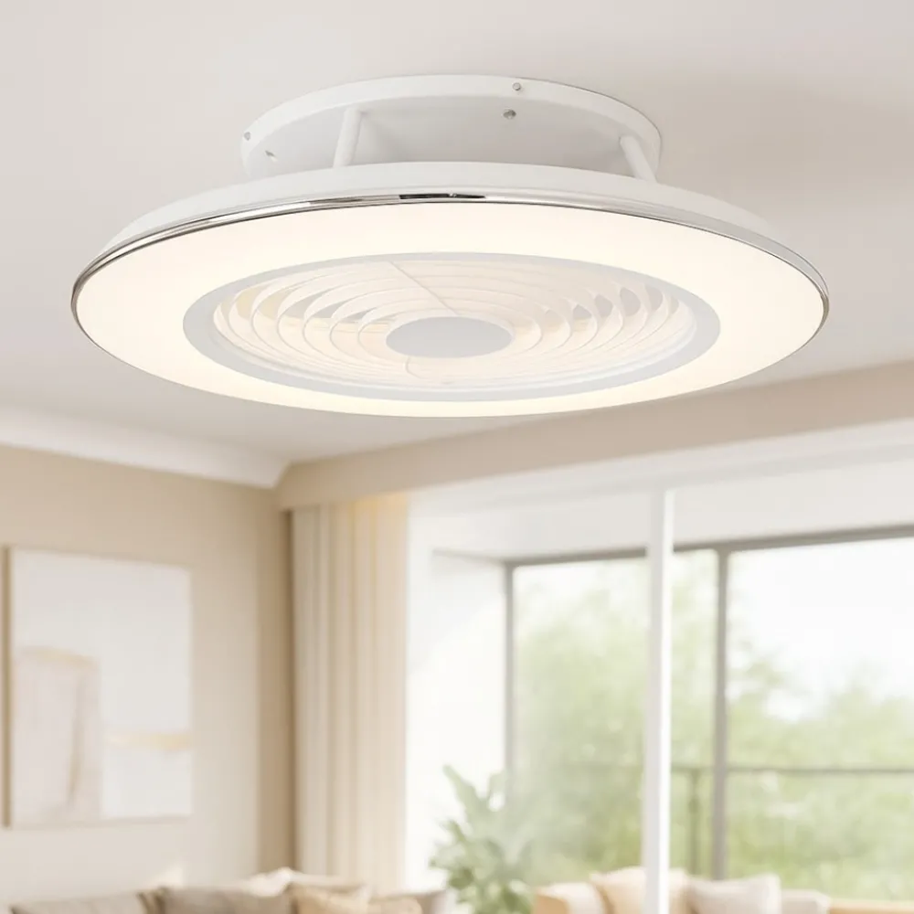 Ventilatori Da Soffitto-Selezionato da Mazzolaluce Lampadario a ventilatore da soffitto bianco con luce 18mq con telecomando