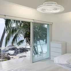 Ventilatori Da Soffitto-Selezionato da Mazzolaluce Lampadario a ventilatore da soffitto bianco con luce 18mq con telecomando