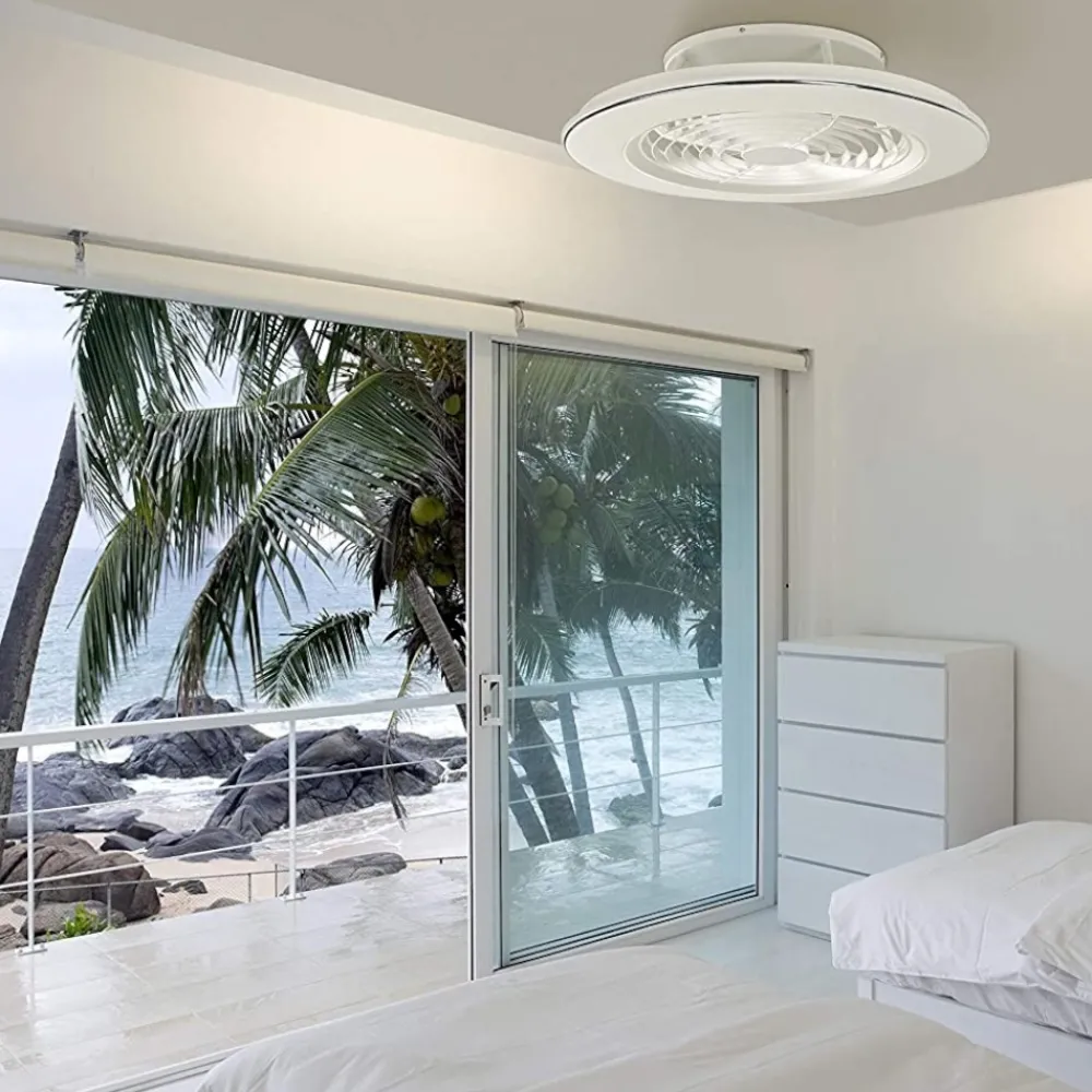 Ventilatori Da Soffitto-Selezionato da Mazzolaluce Lampadario a ventilatore da soffitto bianco con luce 18mq con telecomando
