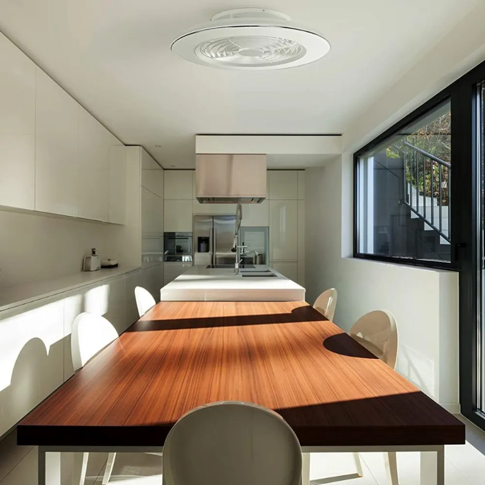 Ventilatori Da Soffitto-Selezionato da Mazzolaluce Lampadario a ventilatore da soffitto bianco con luce 18mq con telecomando