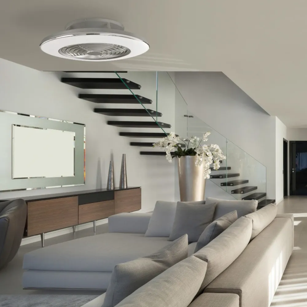 Ventilatori Da Soffitto-Selezionato da Mazzolaluce Lampadario a ventilatore da soffitto bianco con luce 18mq con telecomando