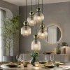 Lampadari Moderni-Selezionato da Mazzolaluce lampadario a 5 vetri giallo ambra pendenti per soggiorno contemporaneo