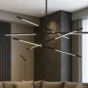 Lampadari Moderni-Selezionato da Mazzolaluce Lampadario bacchette led 3000k nero orientabili per soggiorno moderno