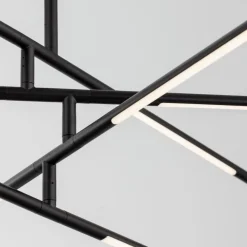 Lampadari Moderni-Selezionato da Mazzolaluce Lampadario bacchette led 3000k nero orientabili per soggiorno moderno