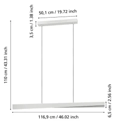 Lampadari Moderni-Eglo Lampadario barra a sospensione grigio led rgb 2700k a 6500k controllo remoto app