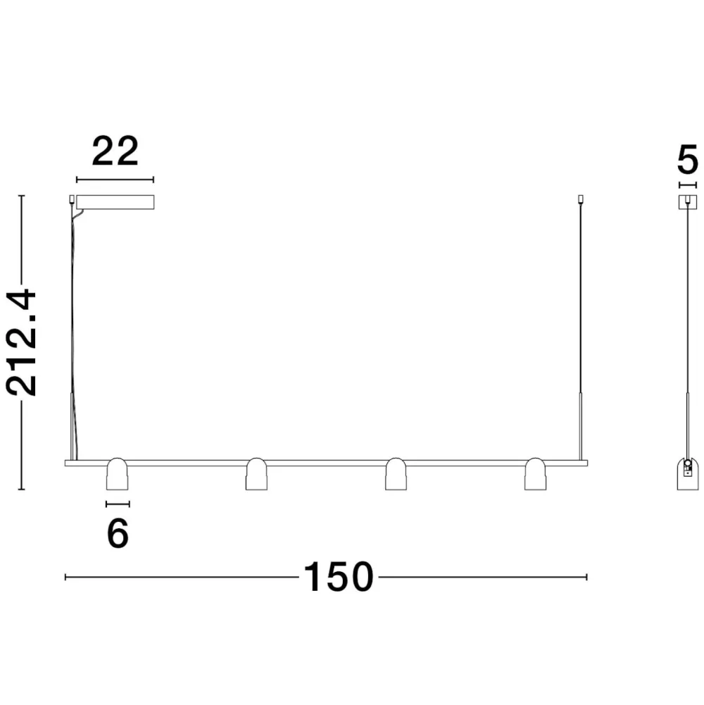 Lampadari Moderni-Selezionato da Mazzolaluce Lampadario barra a sospensione led nero marrone luci orientabili