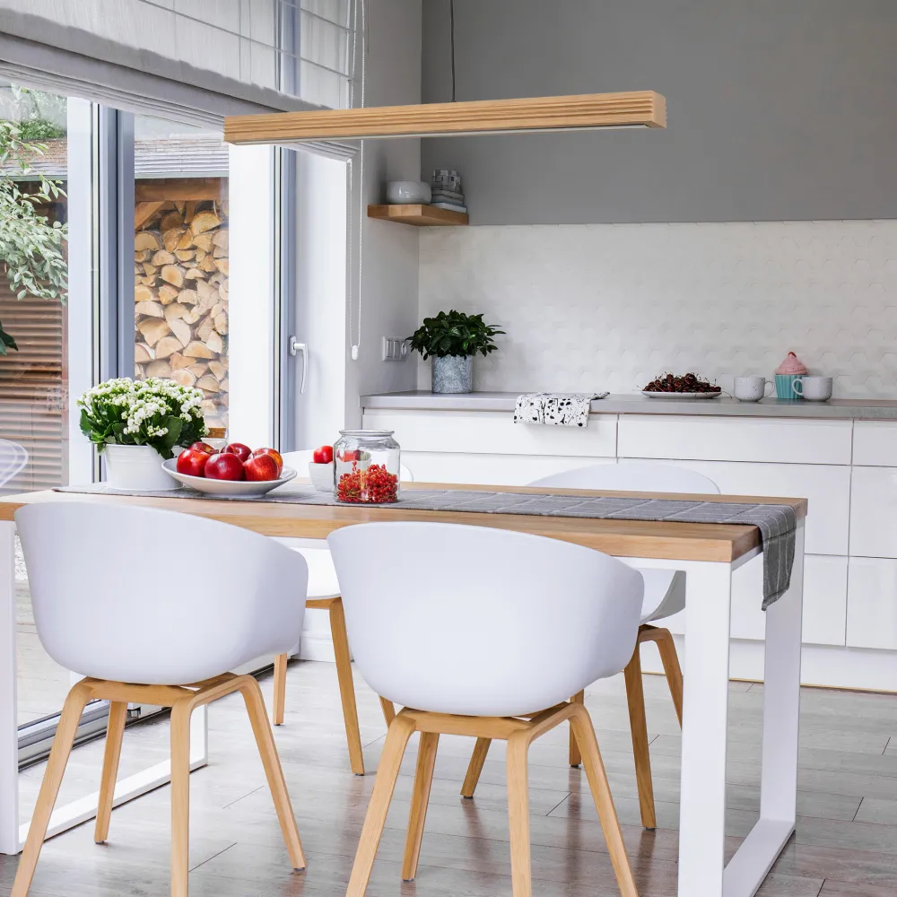 Lampadari Moderni-Selezionato da Mazzolaluce Lampadario barra di legno a sospensione per tavolo sala da pranzo