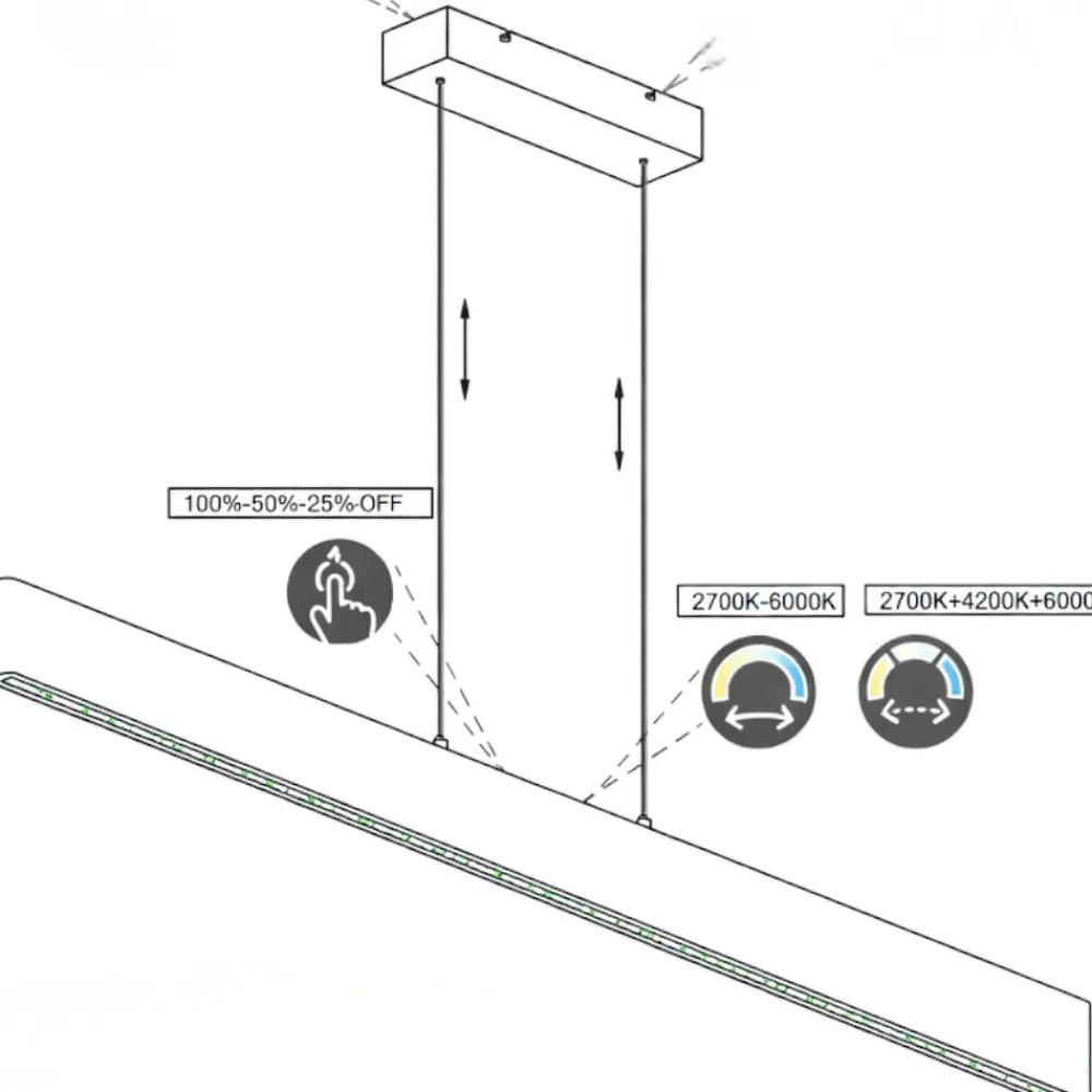 Lampadari Moderni-Selezionato da Mazzolaluce Lampadario barra di legno 115cm led 2700k a 6000k per tavolo da pranzo