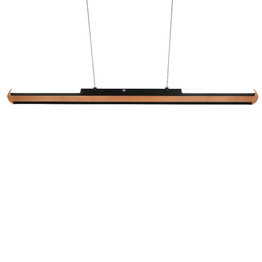 Lampadari Moderni-Selezionato da Mazzolaluce Lampadario barra di legno led biemissione per tavolo da pranzo