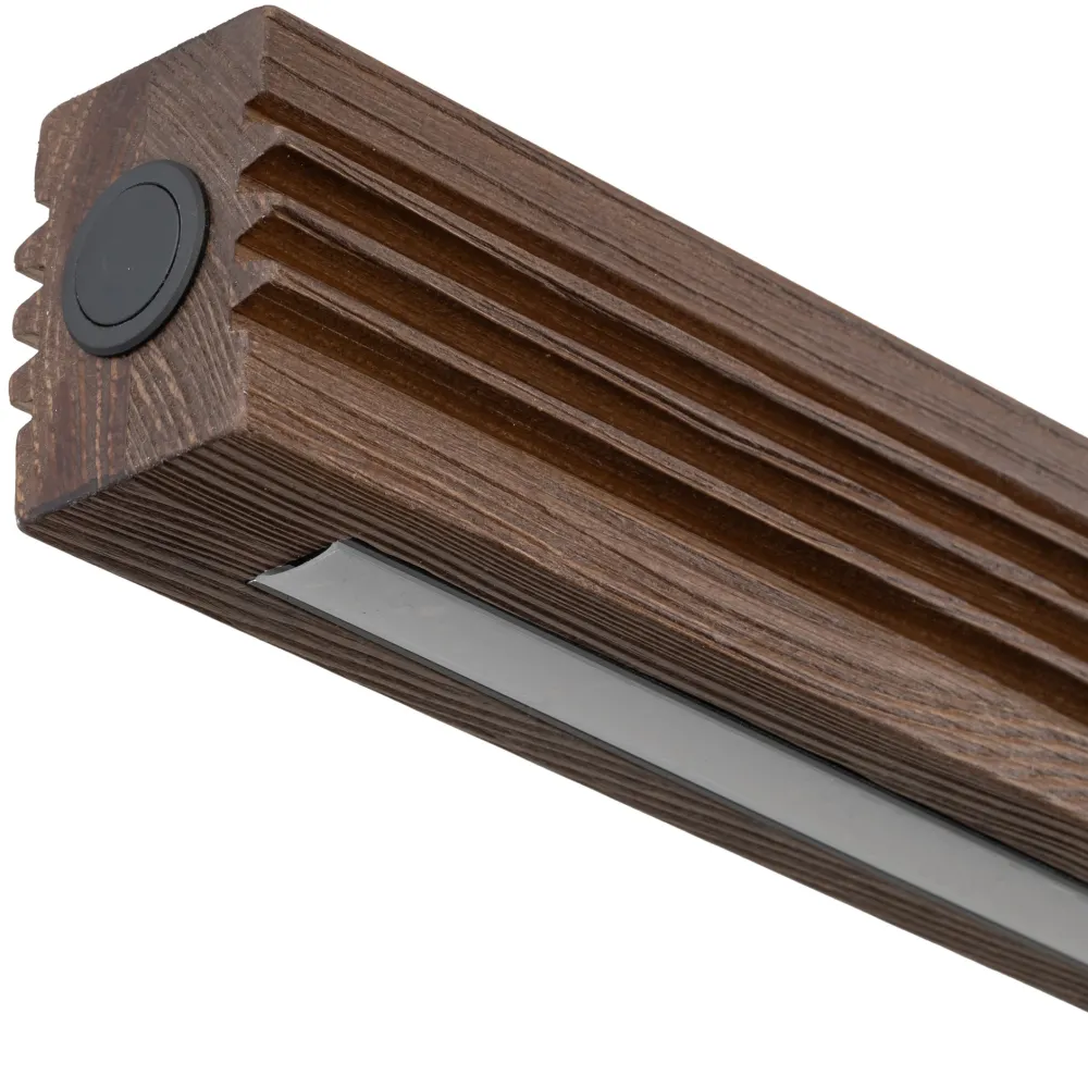 Lampadari Moderni-Selezionato da Mazzolaluce Lampadario barra di legno noce a sospensione led per sala da pranzo
