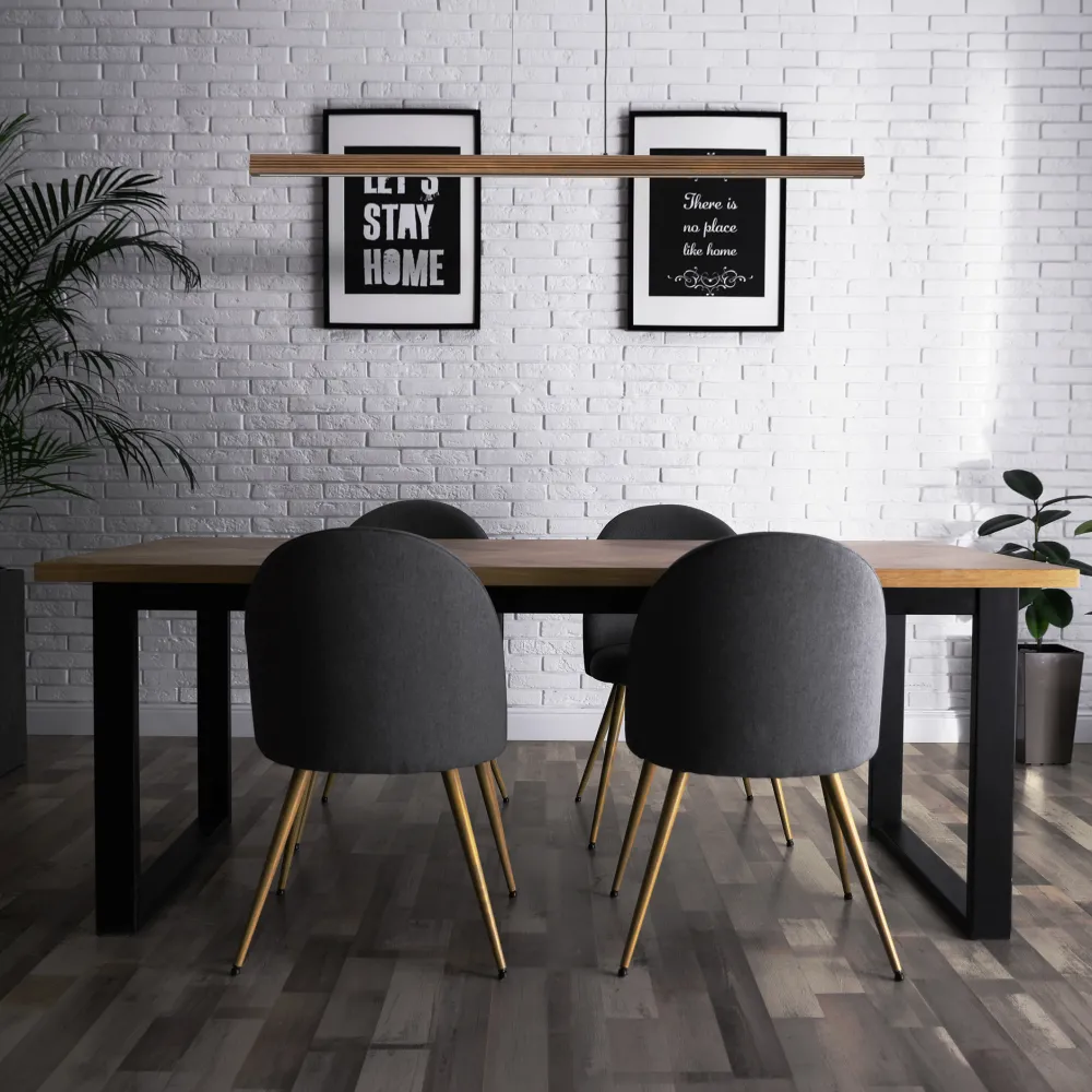 Lampadari Moderni-Selezionato da Mazzolaluce Lampadario barra di legno noce a sospensione led per sala da pranzo