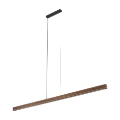Lampadari Moderni-Selezionato da Mazzolaluce Lampadario barra di legno noce a sospensione led per sala da pranzo