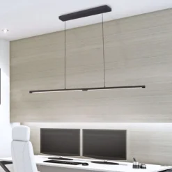 Lampadari Moderni-Selezionato da Mazzolaluce Lampadario barra sottile moderno nero led 21w 3000k
