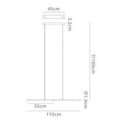 Lampadari Moderni-Selezionato da Mazzolaluce Lampadario barra sottile moderno nero led 21w 3000k