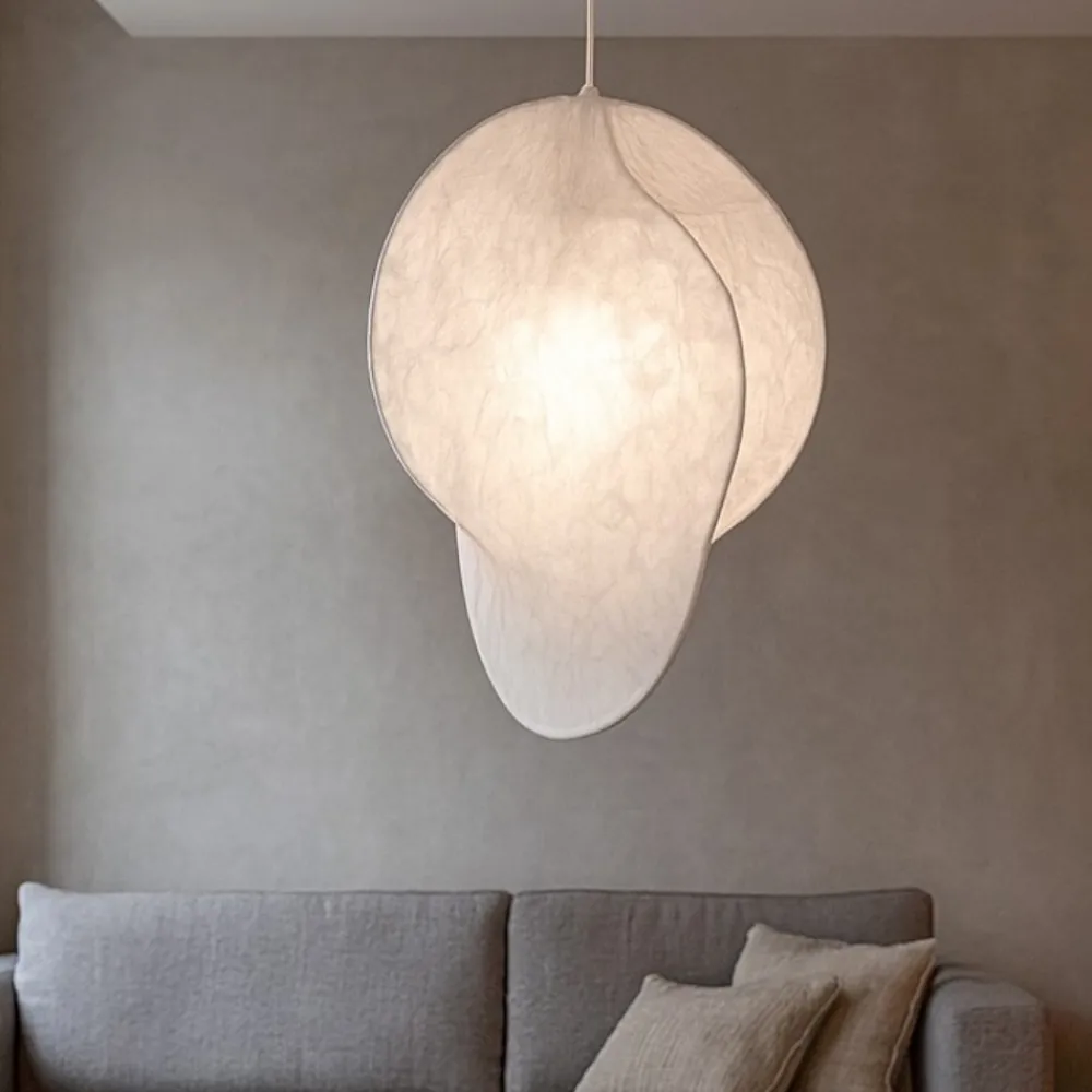 Lampadari Moderni-Selezionato da Mazzolaluce Lampadario bianco design moderno in seta di gelso 50cm