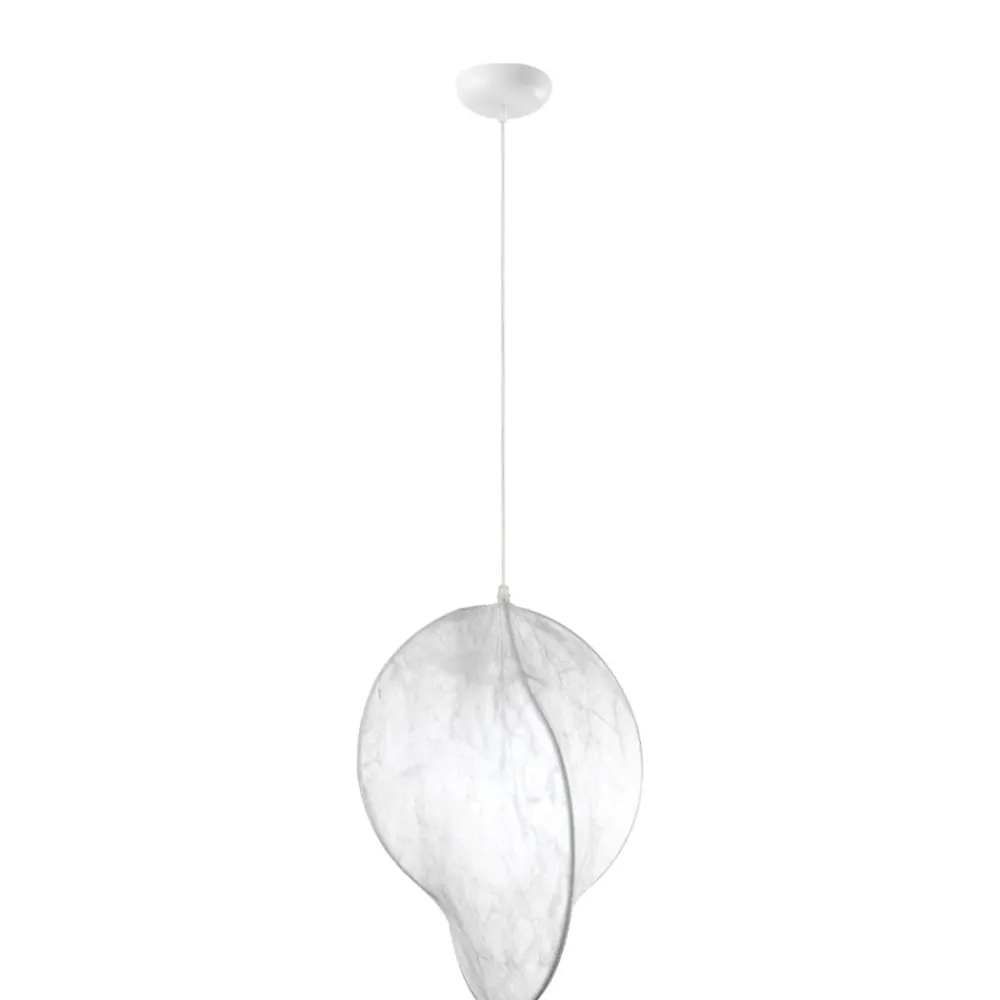 Lampadari Moderni-Selezionato da Mazzolaluce Lampadario bianco design moderno in seta di gelso 50cm
