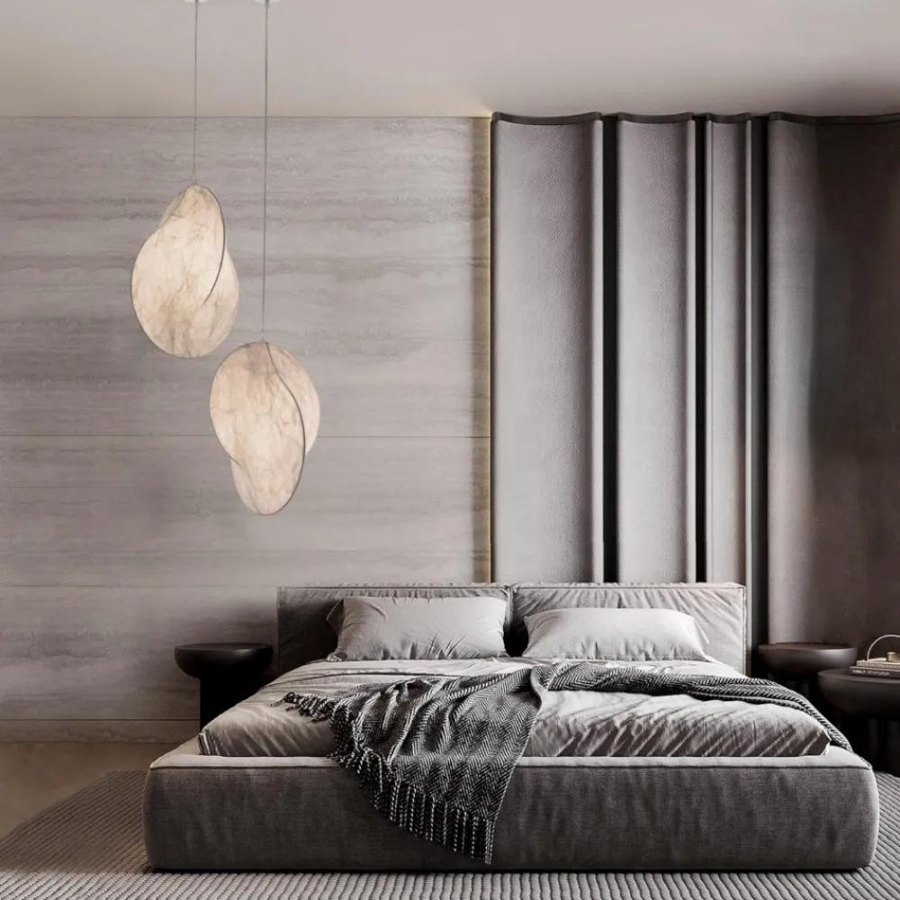 Lampadari Moderni-Selezionato da Mazzolaluce Lampadario bianco design moderno in seta di gelso 50cm