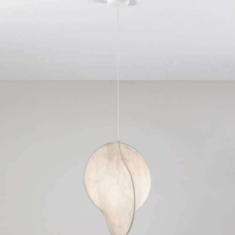 Lampadari Moderni-Selezionato da Mazzolaluce Lampadario bianco design moderno in seta di gelso 50cm