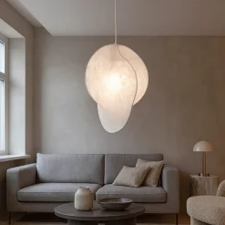 Lampadari Moderni-Selezionato da Mazzolaluce Lampadario bianco design moderno in seta di gelso 50cm