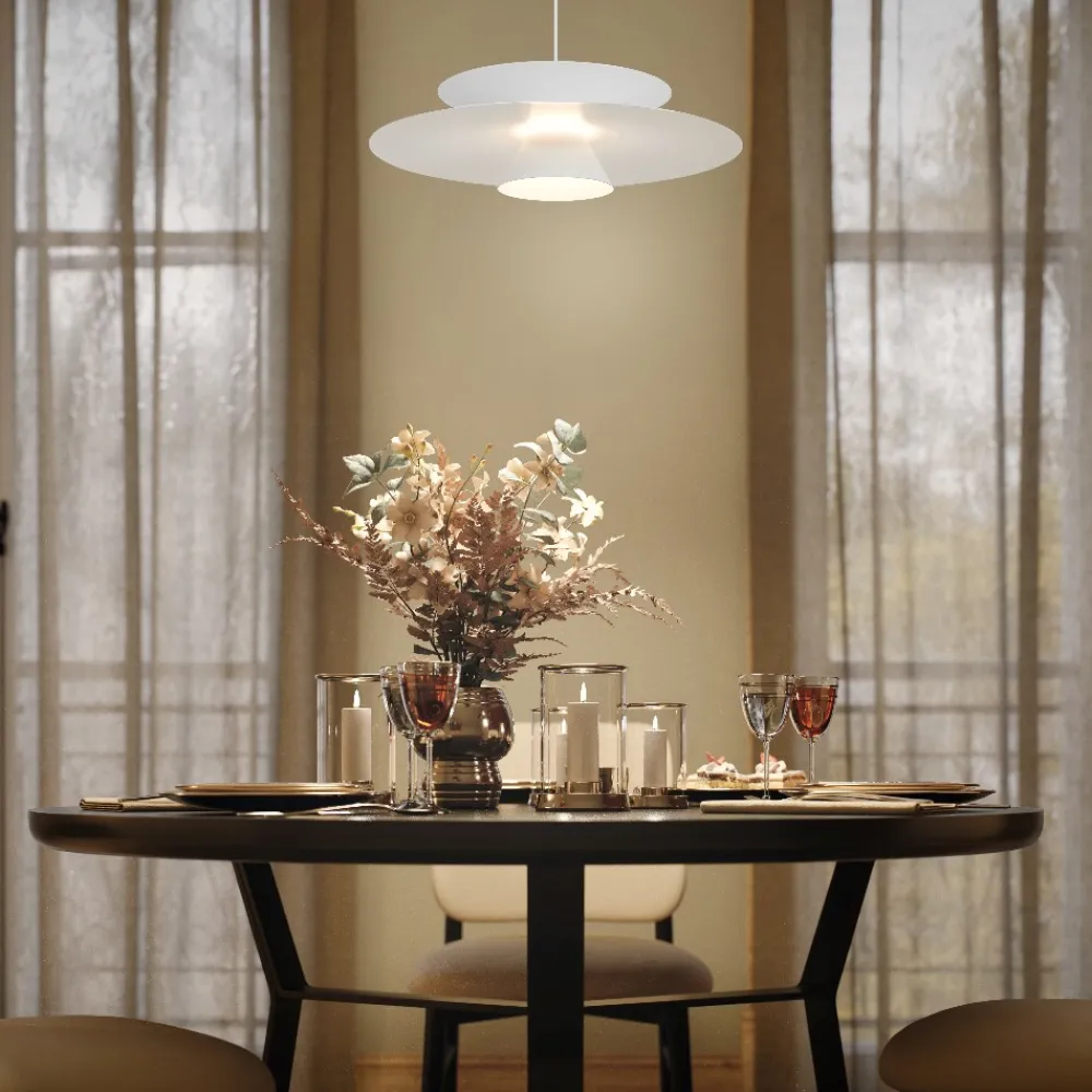 Lampadari Cucina-Selezionato da Mazzolaluce Lampadario bianco design per tavolo sala da pranzo cucina moderna