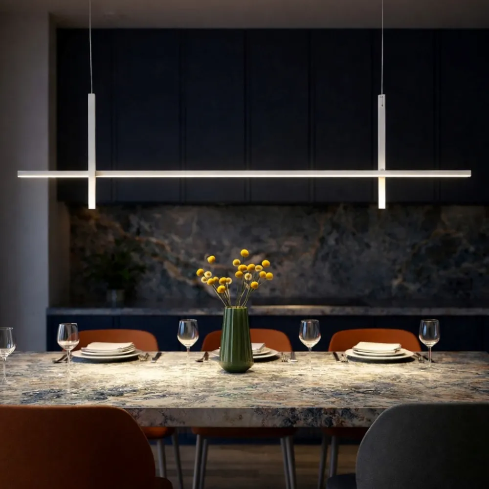 Lampadari Cucina-Selezionato da Mazzolaluce Lampadario bianco design per isola cucina moderna led 30w 3000k