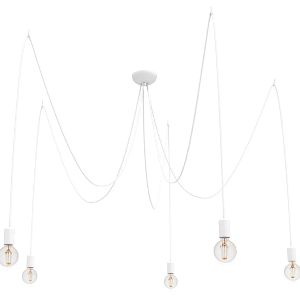 Lampadari Moderni-Selezionato da Mazzolaluce Lampadario bianco moderno con decentramento per soggiorno