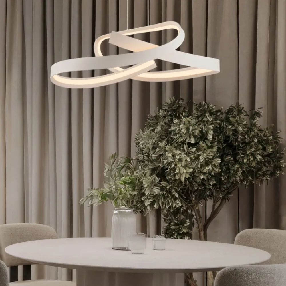 Lampadari Cucina-Selezionato da Mazzolaluce Lampadario bianco per cucina moderna led 47w 2700k-3000k-4000k