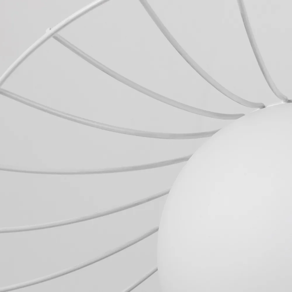 Lampadari Cucina-Selezionato da Mazzolaluce Lampadario bianco per cucina moderna cappello in metallo sfera in vetro