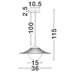 Lampadari Cucina-Selezionato da Mazzolaluce Lampadario bianco per cucina moderna cappello in metallo sfera in vetro