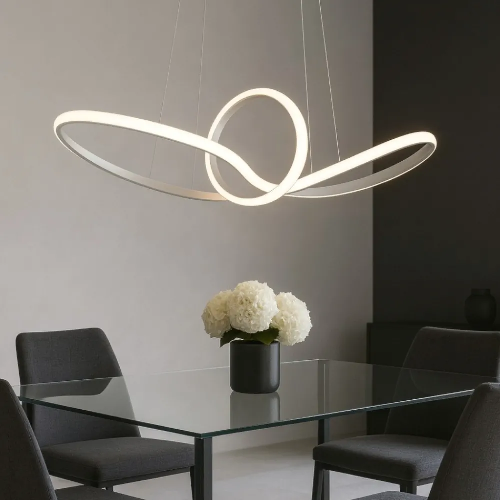 Lampadari Moderni-Selezionato da Mazzolaluce Lampadario bianco per soggiorno moderno led 27w 4000k dimmerabile