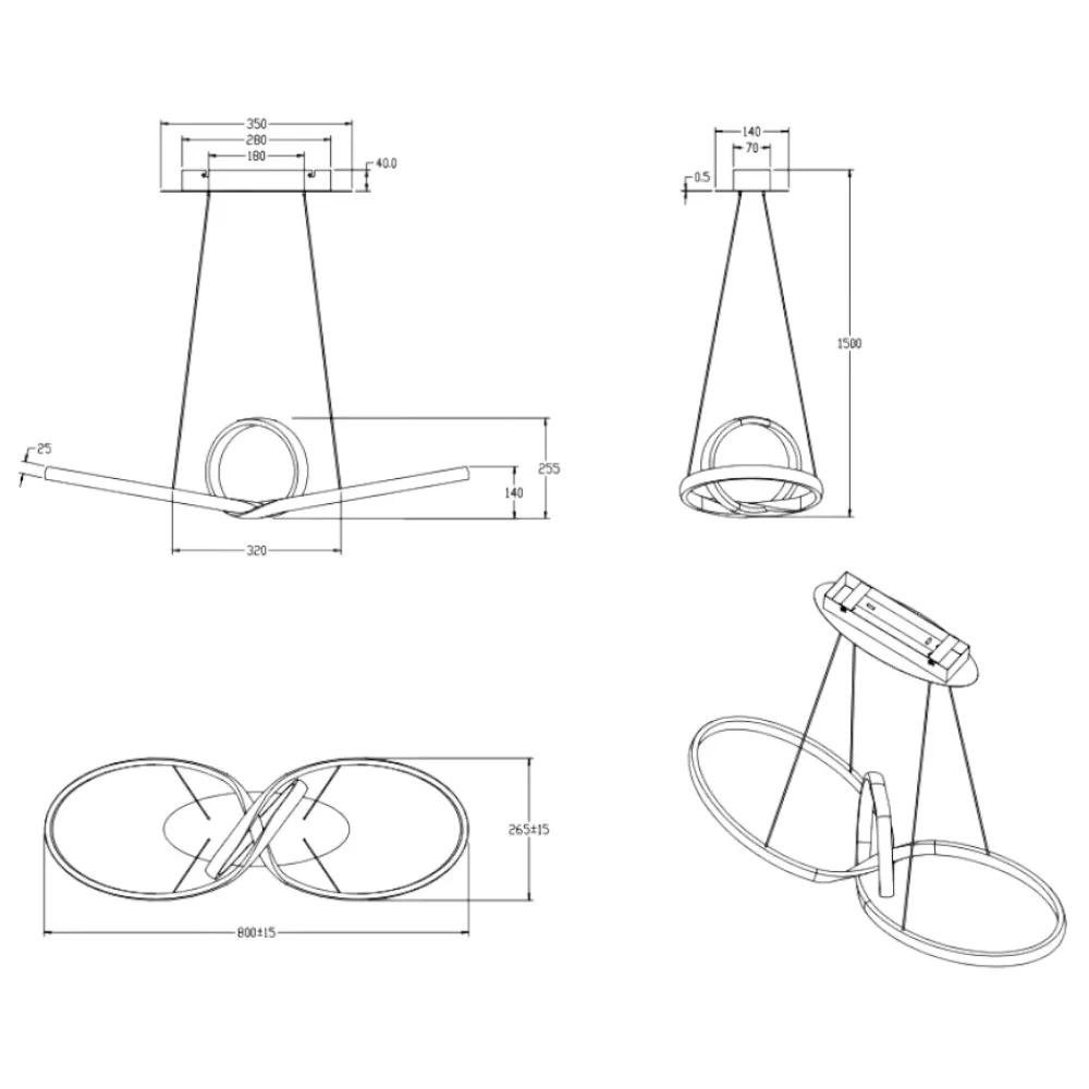 Lampadari Moderni-Selezionato da Mazzolaluce Lampadario bianco per soggiorno moderno led 27w 4000k dimmerabile