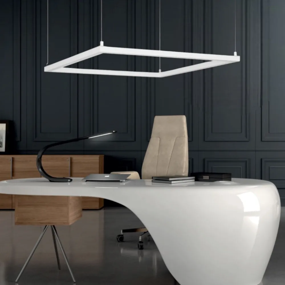 Lampadari Moderni-Selezionato da Mazzolaluce Lampadario bianco quadrato 50cm moderno pendente