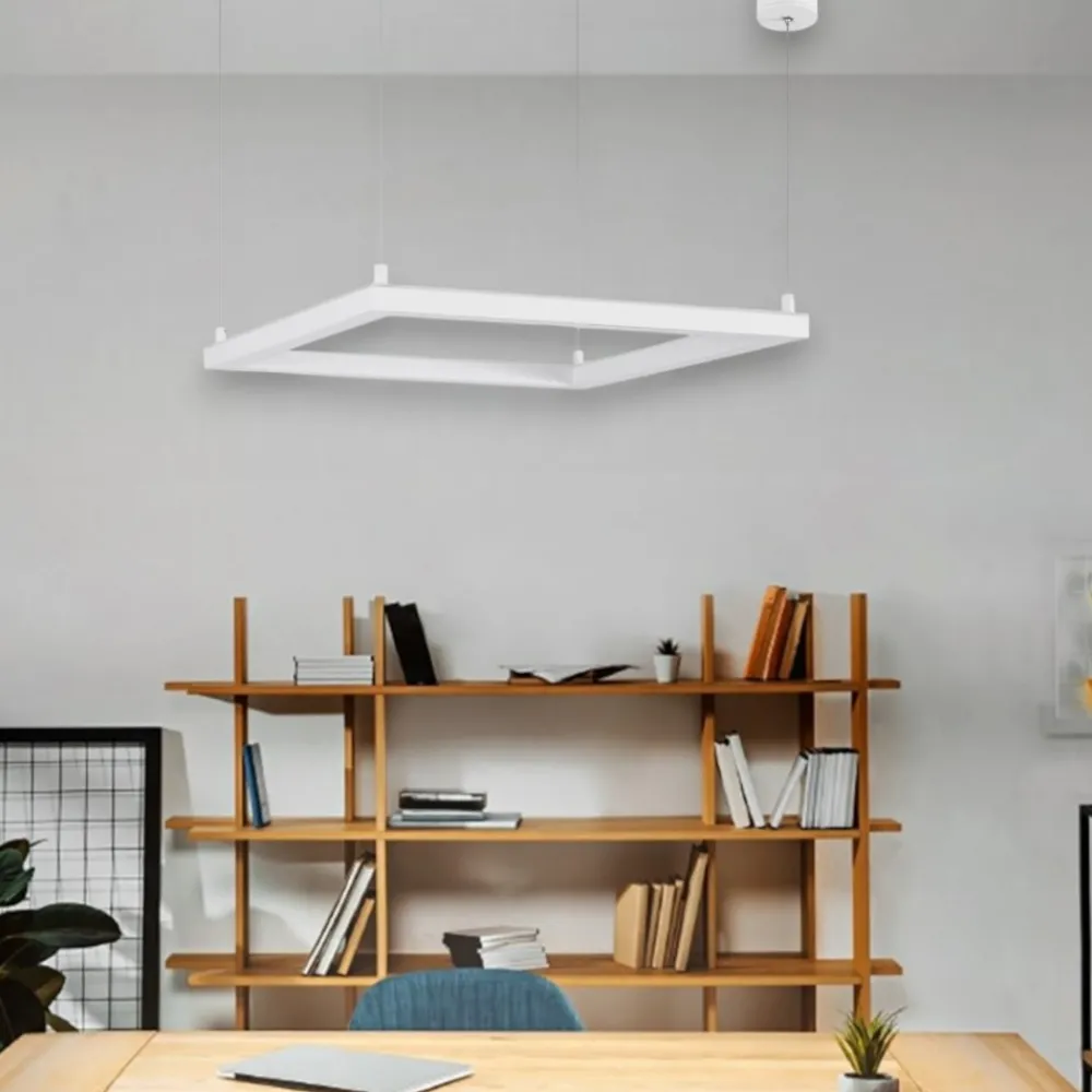 Lampadari Moderni-Selezionato da Mazzolaluce Lampadario bianco quadrato 50cm moderno pendente