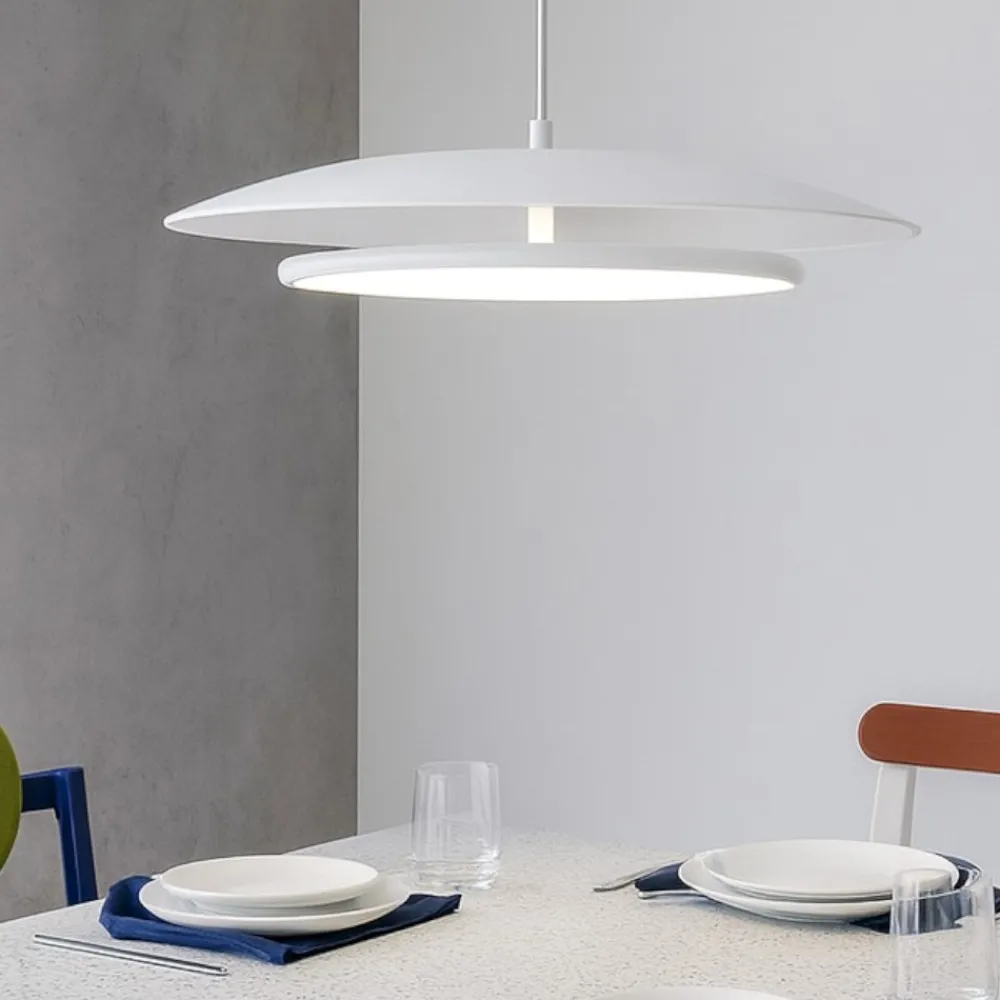 Lampadari Cucina-Selezionato da Mazzolaluce Lampadario bianco saliscendi 35cm per cucina moderna led 3000k