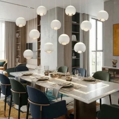 Lampadari Moderni-Selezionato da Mazzolaluce Lampadario bianco sfere pendenti led 2700k-6500k per soggiorno moderno
