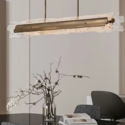 Lampadari Moderni-Selezionato da Mazzolaluce Lampadario bilancere design per soggiorno vetro ottone anticato