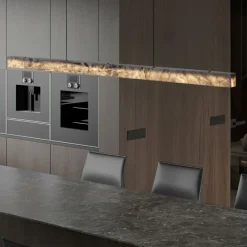 Lampadari Cucina-Selezionato da Mazzolaluce Lampadario bilancere orizzontale in pietra di marmo per isola cucina