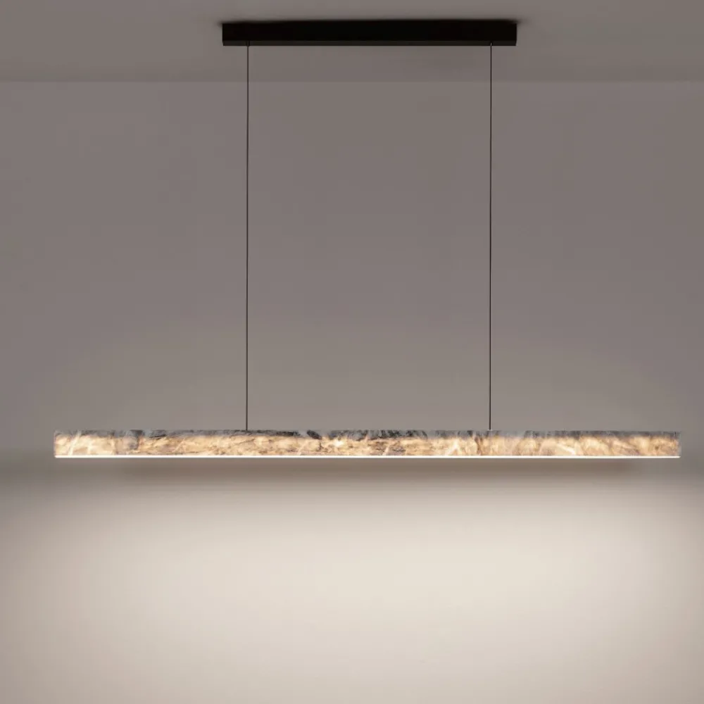 Lampadari Cucina-Selezionato da Mazzolaluce Lampadario bilancere orizzontale in pietra di marmo per isola cucina