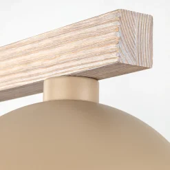 Lampadari Cucina-Selezionato da Mazzolaluce Lampadario bilanciere di legno cupole in metallo sabbia per cucina