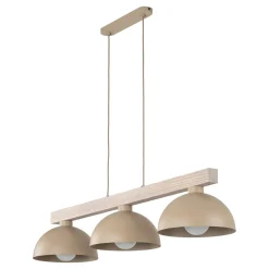Lampadari Cucina-Selezionato da Mazzolaluce Lampadario bilanciere di legno cupole in metallo sabbia per cucina