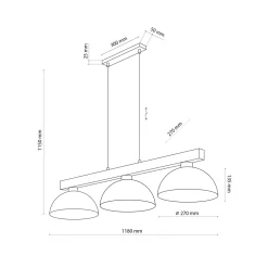 Lampadari Cucina-Selezionato da Mazzolaluce Lampadario bilanciere di legno noce per cucina rustica cupole di metallo marrone