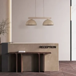 Lampadari Cucina-Selezionato da Mazzolaluce Lampadario bilanciere di legno cupole metallo sabbia per cucina